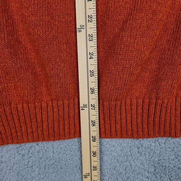 Chaps Sweater Men's Large Orange 1/4 Button Pullover Mock Neck Jumper - Picture 11 of 11